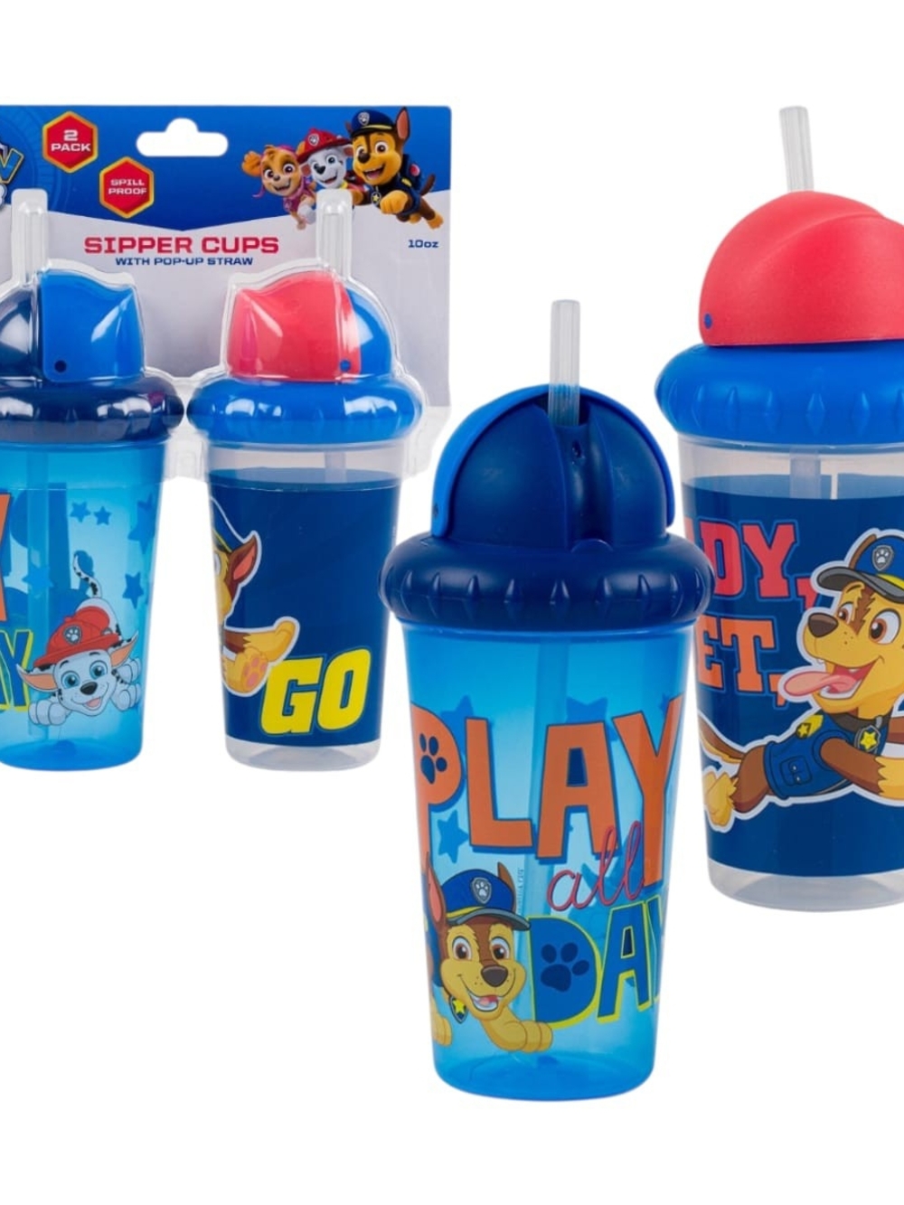 Kids Blue and Red Character Sipper Cups 2-Pack
